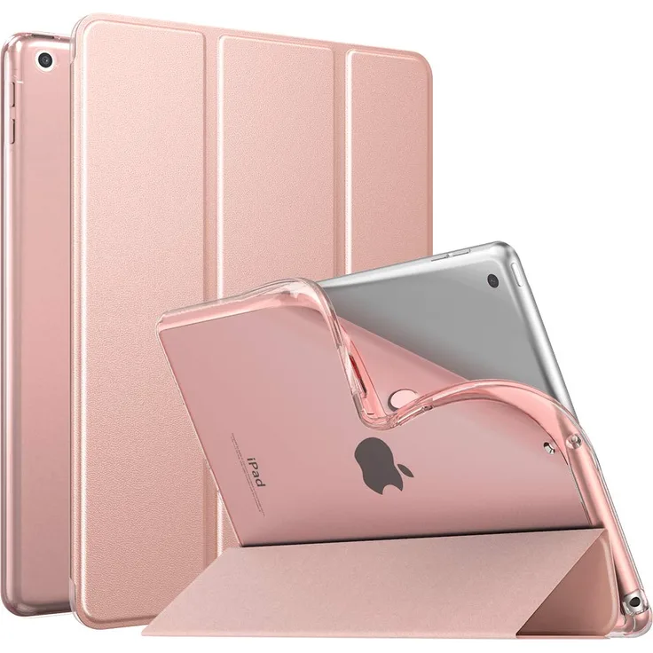 MoKo Dünne TPU Hülle für Neu iPad 10.2 2019, Smart Case Schutzhülle mit weicher Transluzent Rückseite Backcover Auto Schlaf/Wach Funktion für iPad 7. Gen 10.2'' 2019 Tablet - Rose Gold