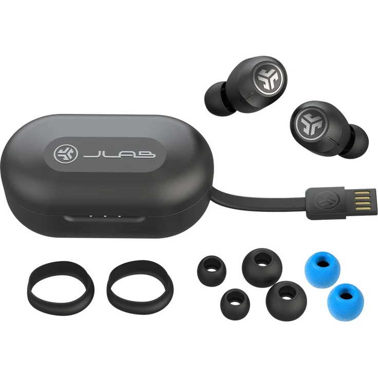JLAB Air ANC In-Ear Kopfhörer mit Bluetooth, Noise Cancelling, Mikrofon, spritzwassergeschützt, schwarz – Bild 4