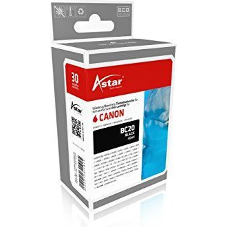 Astar AS15011 Tintenpatrone kompatibel zu CANON BC20, 40 ml, schwarz