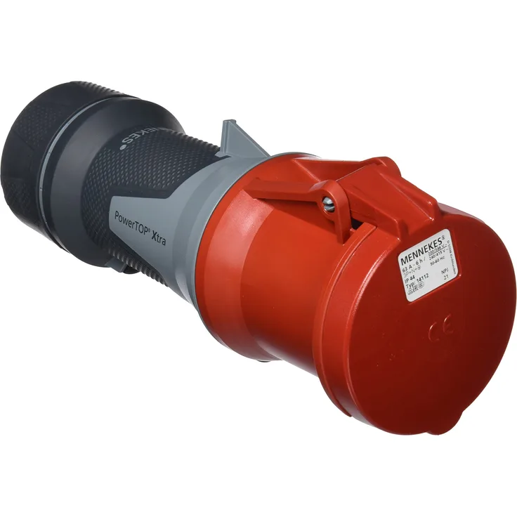 Mennekes (Unternehmen) 101300054 prolongadores Power Top Xtra, Steckdosen E, 400 V, 50–60 Hz, 63 A, 5-polig, IP 44 Grad Schutz, Rot