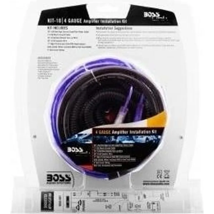 BOSS AUDIO KIT-10 4 Gauge 5,19 mm Auto Installations-Set Verstärker Endstufe Kabel Anschlusskabel Cinch Kabel