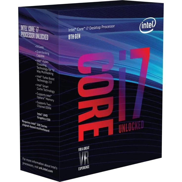 Intel Core i7-8700K, 6 Kerne (12 Threads), 3,7 - 4,7 GHz, Boxed (ohne Kühler) (BX80684I78700K) – Bild 1