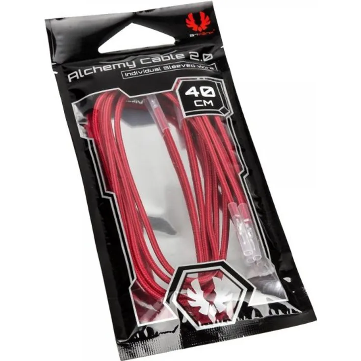 BitFenix Alchemy 2,0 - Stromkabel - 40cm - geformt, verseilt - Rot (Packung mit 5) (BFX-ALC-40CMLR-RP)