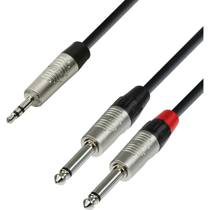 Adam Hall 4 Star Series Rean Instrumentenkabel (2 x 3,5 mm Klinkenstecker auf 2 x 6,3 mm Mono-Klinke) 1.5m