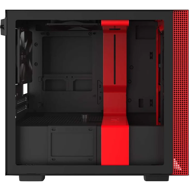 NZXT H210 - Mini-ITX-Gehäuse für Gaming-PCs - Front USB-C Port - Tempered Glass-Seitenfenster - managementsystem - Für Wasserkühlung nutzbar - Schwarz-Rot – Bild 2