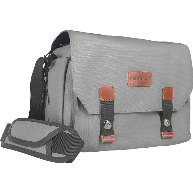 Mantona Kameratasche Milano grande (modische Universaltasche für Digital-Spiegelreflex-Kameras und Systemkameras plus Zubehör, Vintage, graues Interieur) grau - Preisvergleich – Bild 1
