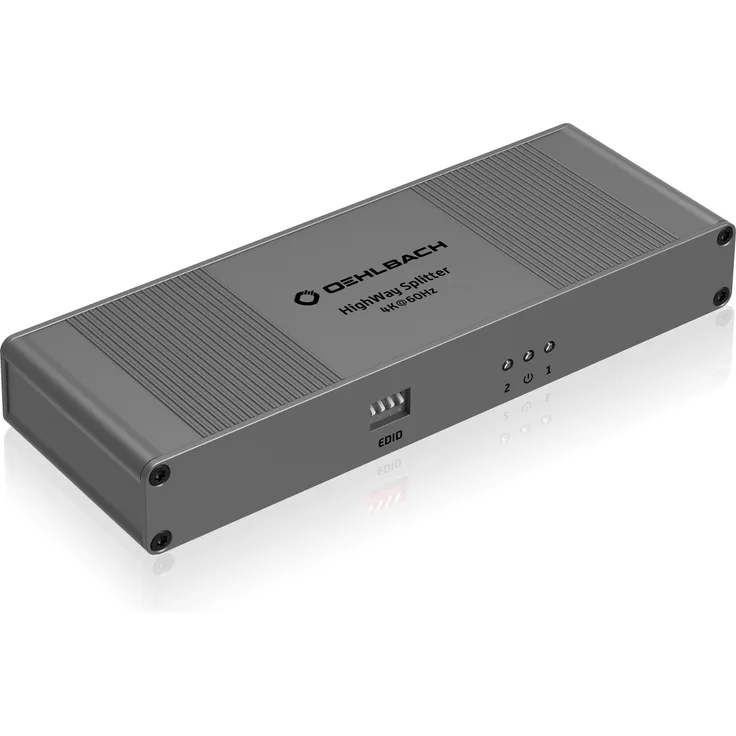 Oehlbach HighWay HDMI Splitter 1:2 - Verlustfrei Audio- & Video-Signalübertragungen aktiv aufteilen - Ideal für 4K, HDR, Dolby Vision, 3D, 1080p, 2160p, UHD, 4K mit 60Hz - Metallic-braun
