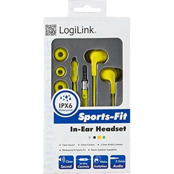 LogiLink HS0043 In-Ear Kopfhörer, mit Mikrofon, gelb – Bild 2
