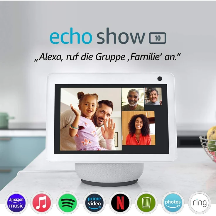 Amazon Echo Show 10 (3. Generation), hochauflösendes Smart Display mit Bewegungsfunktion und Alexa, Weiß – Bild 3