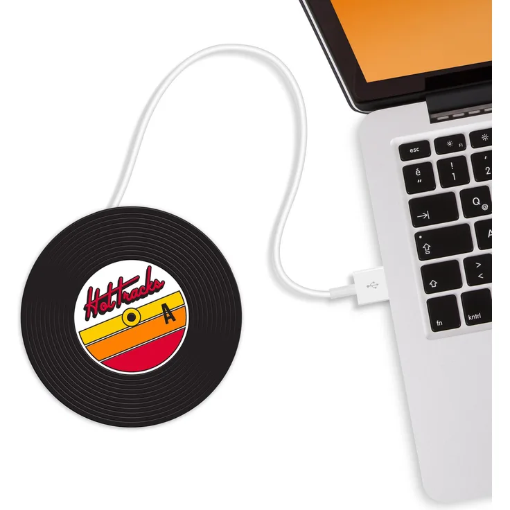 MUSTARD - Hot Tracks Cup Warmers I USB-Tassenwärmer I USB-Gadgets I Büro I Becherwärmer I elektrisch I Kaffeewärmer I USB-Getränkewärmer I Warmhalteplatte I Tassenuntersetzer I Schallplatte - Schwarz - Preisvergleich