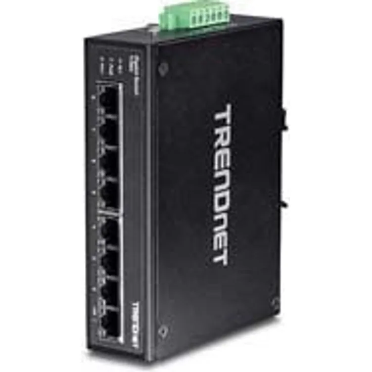 TRENDnet 8-Port Gehärteter Industrieller Gigabit DIN-Schiene Switch, 16 Gbps Schaltkapazität, Gehärteter Metall-Switch der Schutzklasse IP30 (-40 bis 167 ºF)