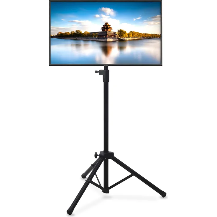 Pyle Premium LCD Flat Panel TV Tripod, Portable TV Stand, Foldable Stand Mount, Fits LCD LED Flat Screen TV Up To 32'', Adjustable Height, 22 lbs Weight Capacity, Vesa 75x75, 100x100 (PTVSTNDPT3215)
