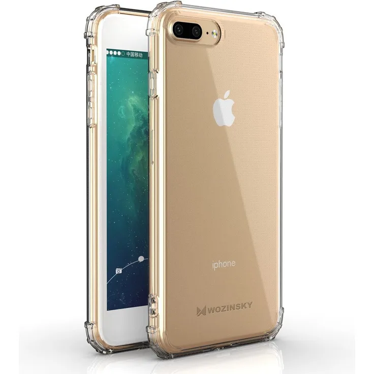 WOZINSKY Silikon TPU Case Panzer Hülle, geeignet für Apple iPhone 8 Plus, Handy-Schutzhülle, transparent
