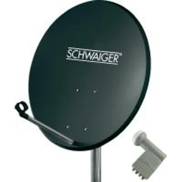 SCHWAIGER SAT Anlage 60 cm 4 Teilnehmer Quad-LNB (mit Switch) Anthrazit