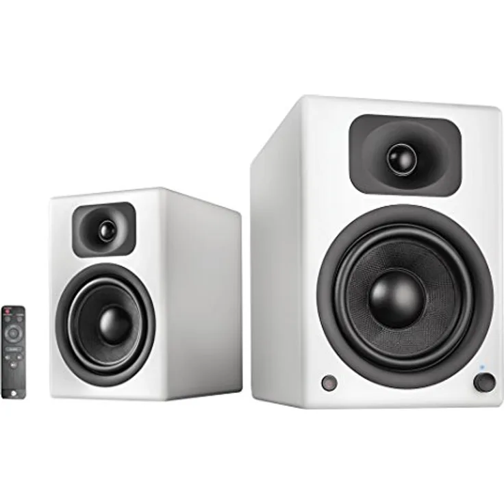 wavemaster TWO PRO white Regallautsprecher-System (110 Watt) mit Bluetooth-Streaming, digitalen Anschlüssen und IR-Fernbedienung Aktiv-Boxen Nutzung für TV-Tablet-Smartphone, mattweiß (66351) Regallautsprecher - 110 Watt - weiß