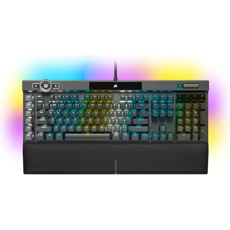 CORSAIR Gaming K100 RGB - Tastatur - Hintergrundbeleuchtung - USB - Deutsch QWERTZ - Cherry MX Speed RGB Silberschalter - Aluminium schwarz eloxiert (gebürstet) (CH-912A014-DE)