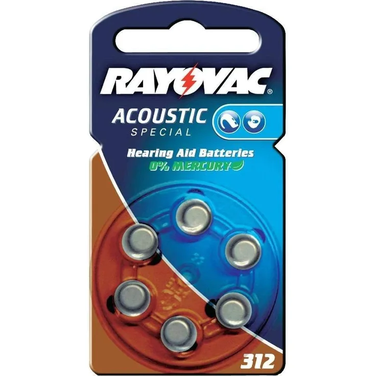 60 Batterien Rayovac RA-Acoustic-312 Hörgerätebatterien (Typ: 312)