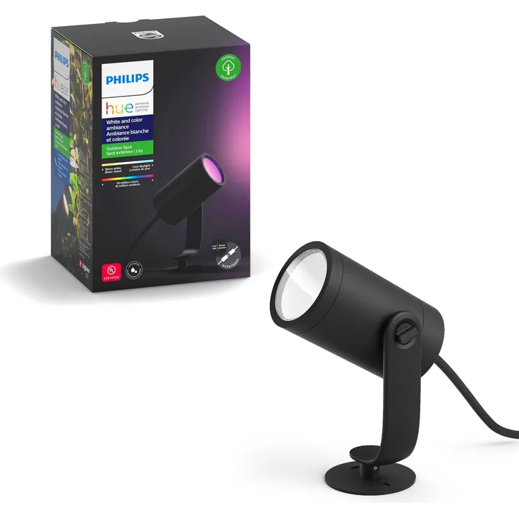 Philips Hue White and Color Ambiance LED Gartenstrahler Lily 1er Erweiterung, dimmbar, bis zu 16 Millionen Farben, steuerbar via App, kompatibel mit Amazon Alexa (Echo, Echo Dot)