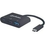 Manhattan USB Typ C HDMI Docking-Konverter ( USB 3.1 Typ C-Stecker auf HDMI - USB Typ A-Buchse und USB Typ C-Buchse - Multiport-Konverter ) schwarz 152037