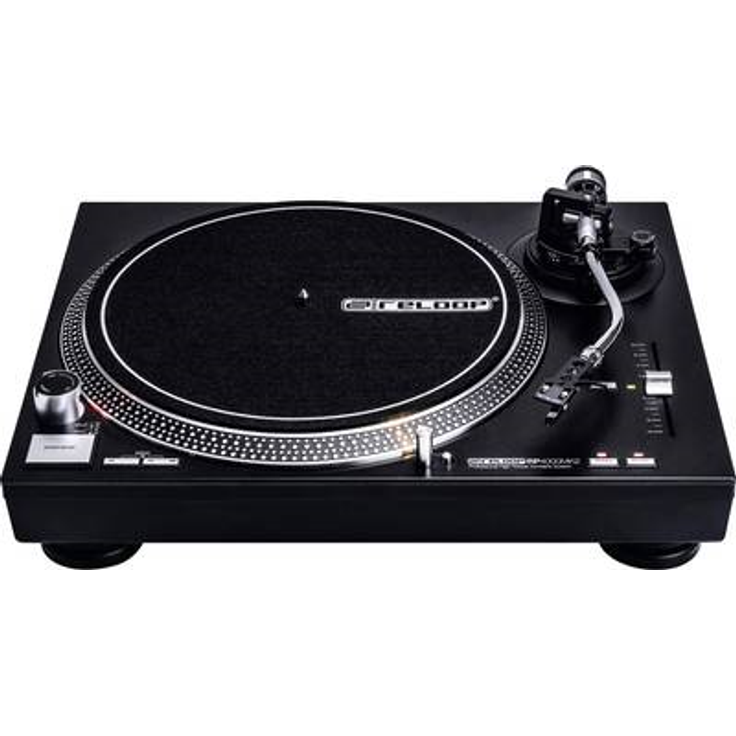 Reloop RP-4000 MK2 - DJ Plattenspieler mit starkem Torque Direktantrieb, Inkl. Plattenteller, OM Black Tonabnehmersystem, Headshell, Slipmat und Gegengewicht, schwarz – Bild 1