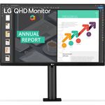 LG 27QN880-B 68,58 cm (27 Zoll) QHD Ergo Monitor (AMD Radeon FreeSync, HDR 10, hohe Ergonomie, Flicker Safe), Dunkelanthrazit