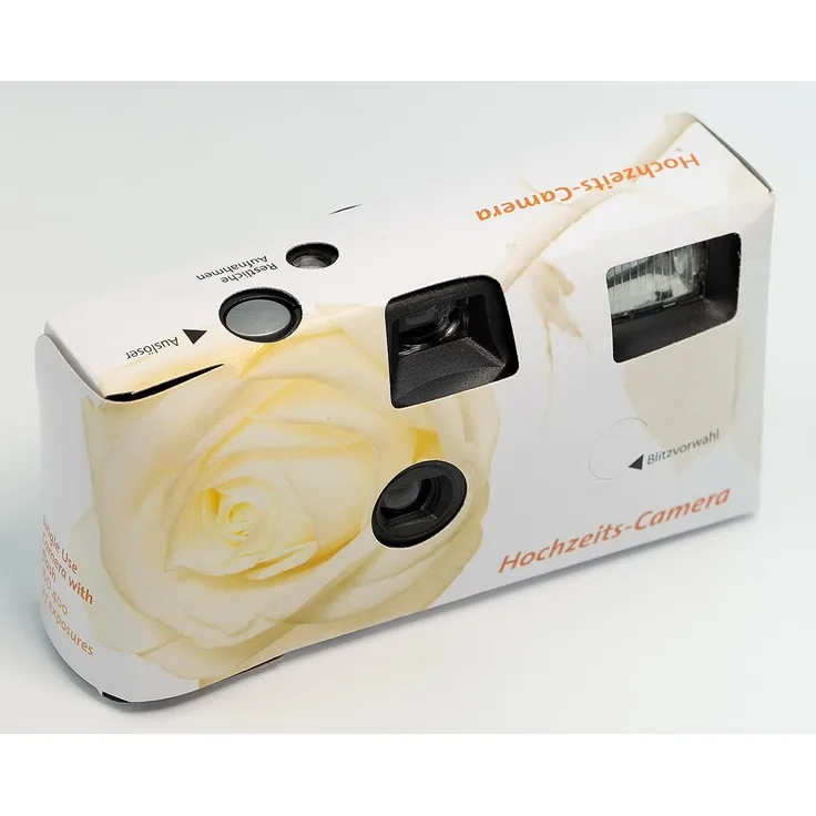 Ringfoto Einwegkamera ROSEN im Hochzeitsdesign