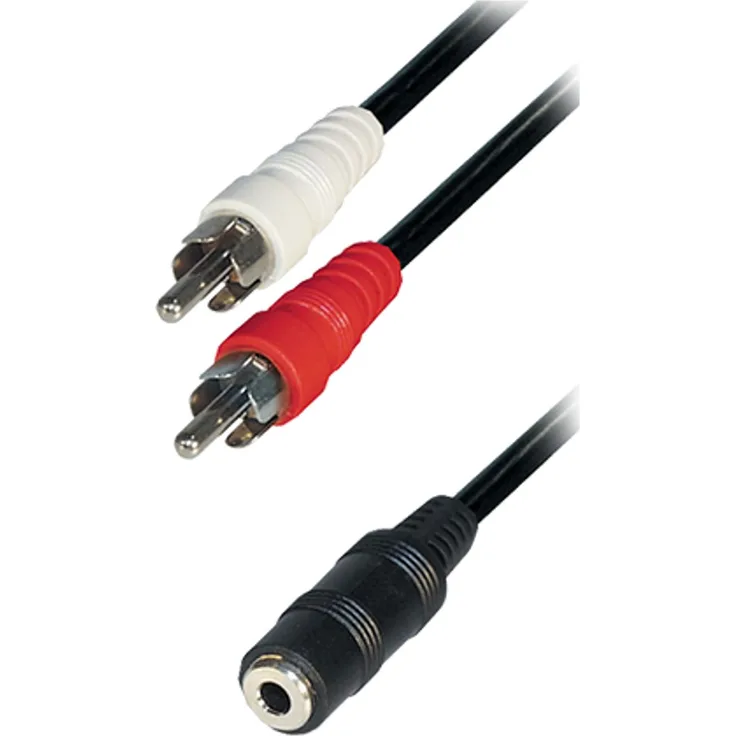 Adapterkabel 3,5mm Klinkenkupplung auf 2x Cinchstecker, 0,2m