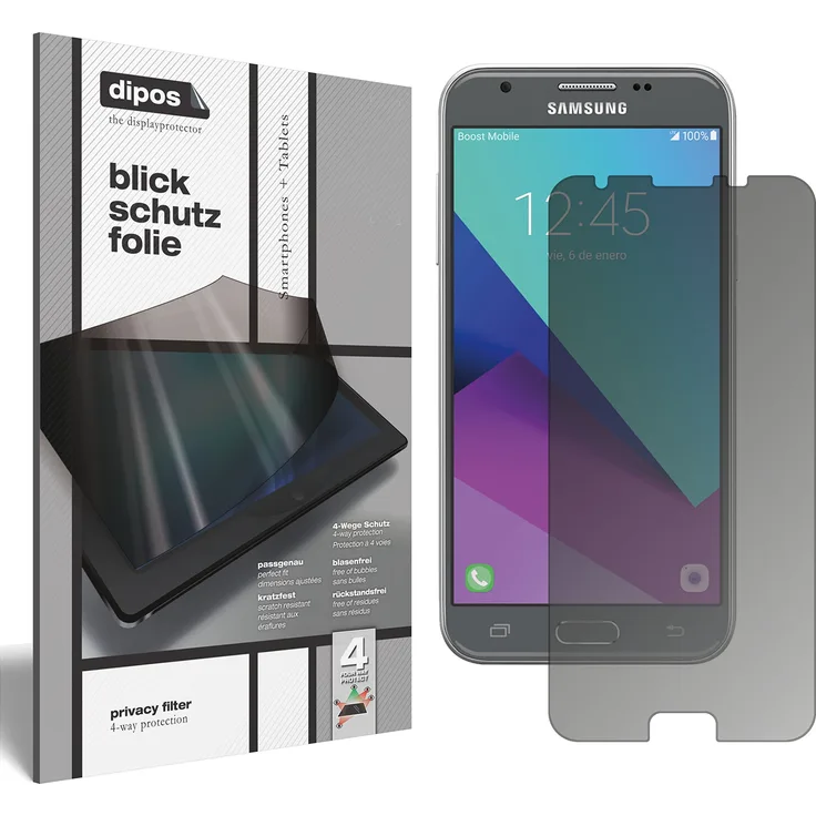 Samsung Galaxy J3 2017 Schutzfolie Blickschutzfolie - Privacy Filter Displayschutzfolie mit AntiReflex Effekt