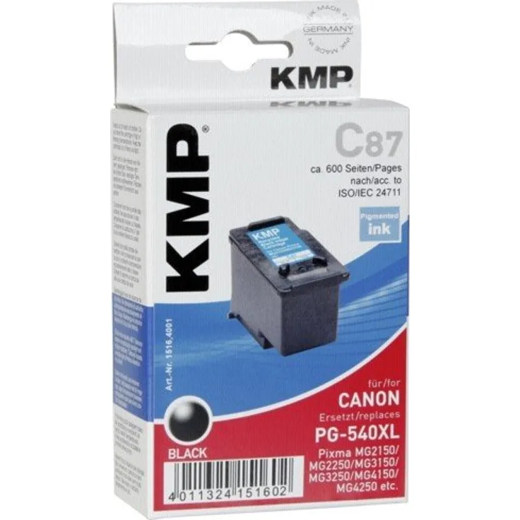 KMP Druckerpatrone für PG-540XL Schwarz - Kompatibel - Tintenpatrone für Canon Pixma MG2150-MG3150 - Office Druckerzubehör