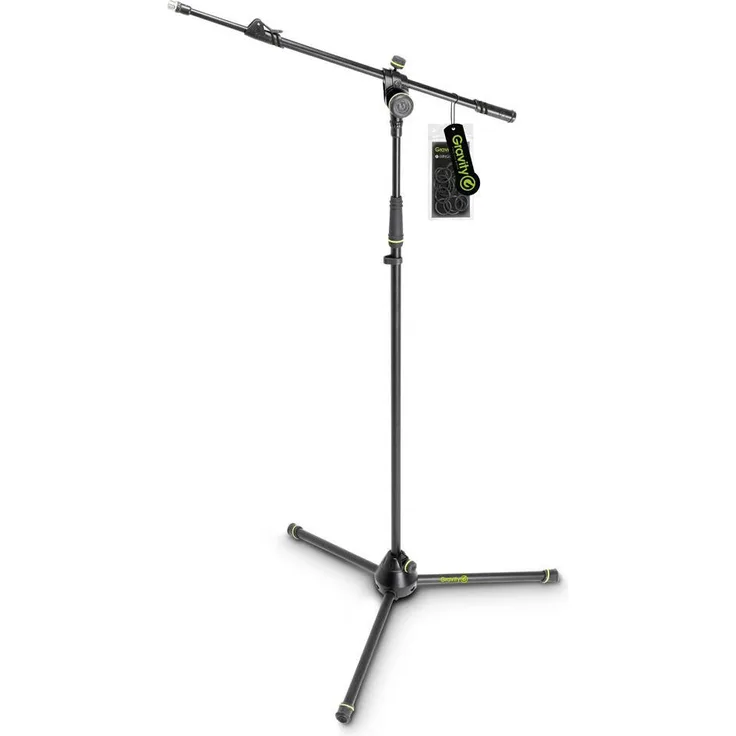 Gravity MS 4322 B Mikrofonständer mit klappbarem Stativfuß und 2-Punkt-Einstellung, Teleskop-Galgen (GMS4322B)
