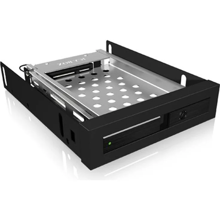 ICY BOX HDD & SSD Wechselrahmen, 1x 2,5 Zoll in 1x 3,5 Zoll Schacht mit Fronttür, SATA, Metall, Schwarz – Bild 1