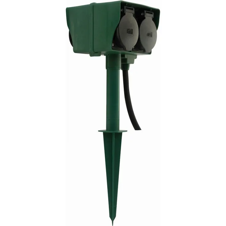 REV Ritter 0595009555 Erdspieß mit Steckdose 4-Fach, 1.4 m, Grün