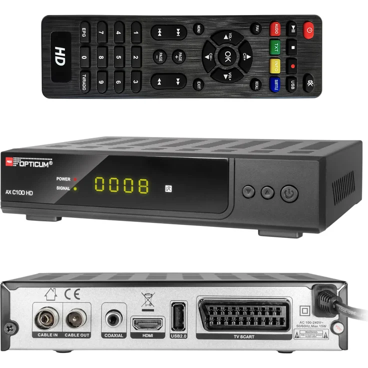 Opticum AX C100 HD DVB-C Digital Kabel Receiver HDTV, DVB-C, HDMI, SCART, PVR, USB schwarz – Bild 4