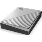 WD My Passport Ultra WDBFTM0040BSL - Festplatte - verschlüsselt - 4 TB - extern (tragbar) - USB 3.0 (USB-C Steckverbinder) - 256-Bit-AES - Silber (WDBFTM0040BSL-WESN)