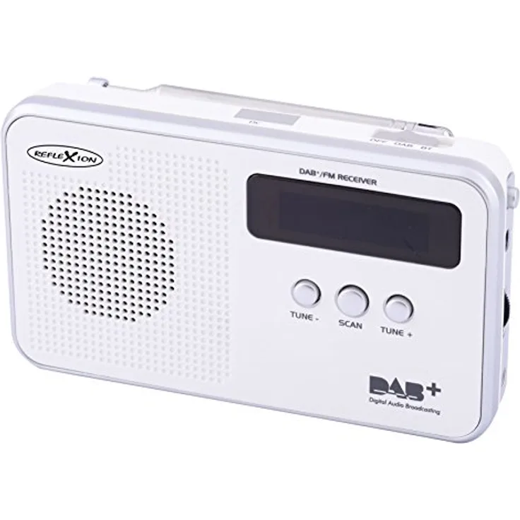Reflexion TRA5000D+ weiß Tragbares DAB/DAB+/UKW-Radio mit wechsel- und wiederaufladbarem Akku
