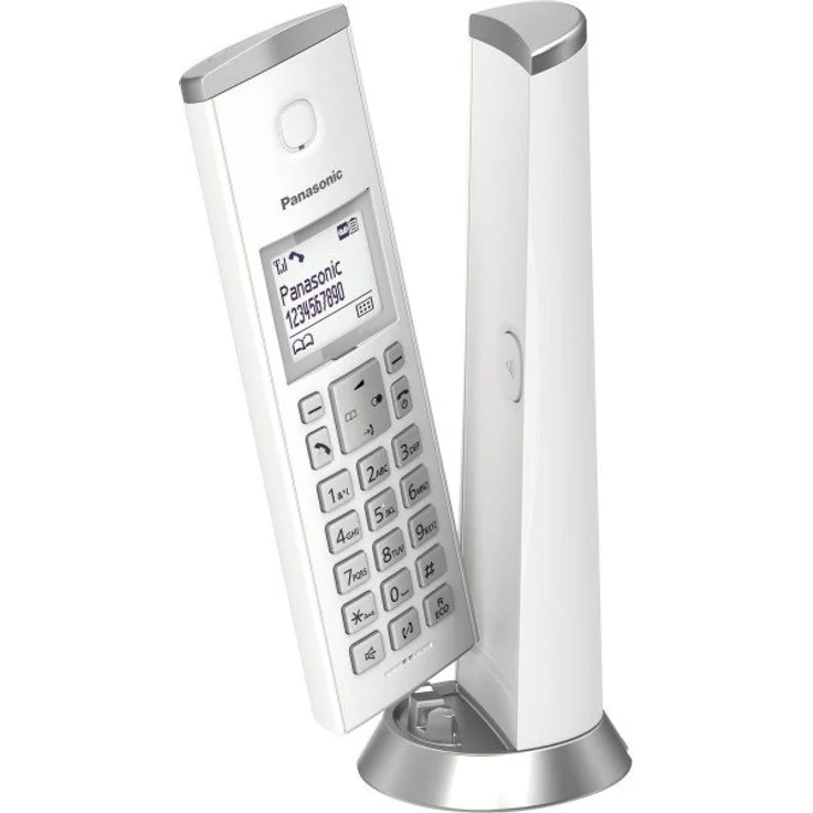 Panasonic KX-TGK220GW Design-Telefon mit Anrufbeantworter & Wecker, Haustelefon (schnurlos), HD-Telefonie, weiß – Bild 1