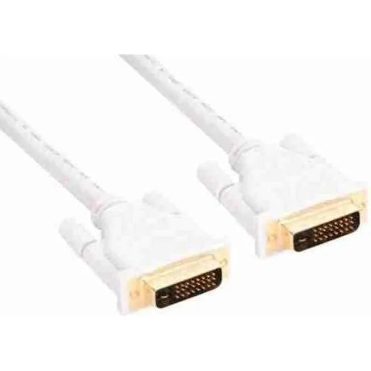 InLine 17772W DVI-D Kabel, digital 24+1 Stecker - Stecker, Dual Link, weiß - gold, 2m
