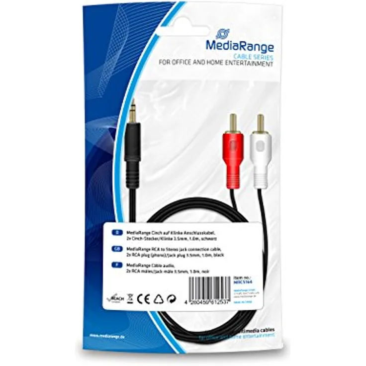RCA / Audio Jack 3,5mm 1m MediaRange Kabel (MRCS164)