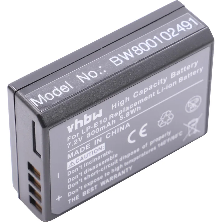 vhbw Akku 800mAh für Canon EOS 1200D, 1100D, 1100 wie ersetzt LP-E10, LP-E 10.