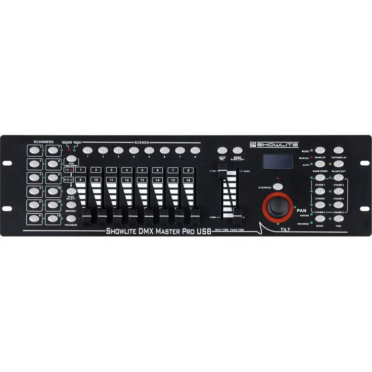 Showlite Master Pro 192 Kanal DMX Controller (zur professionellen Lichtsteuerung, USB Anschluss zur Datenspeicherung, max. 240 Szenespeicher, Midi-Input: 5-pol Standard Interface)