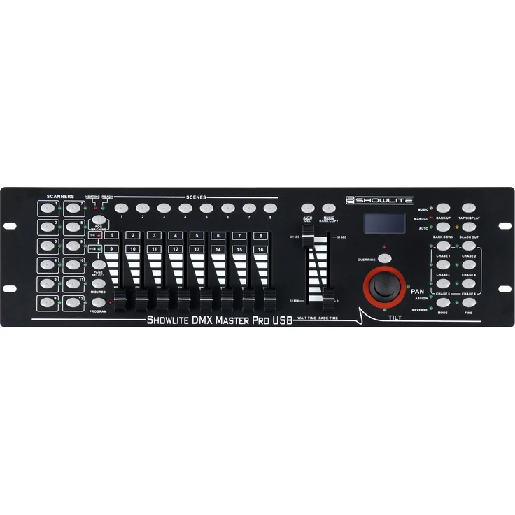 Showlite Master Pro 192 Kanal DMX Controller (zur professionellen Lichtsteuerung, USB Anschluss zur Datenspeicherung, max. 240 Szenespeicher, Midi-Input: 5-pol Standard Interface) – Bild 1