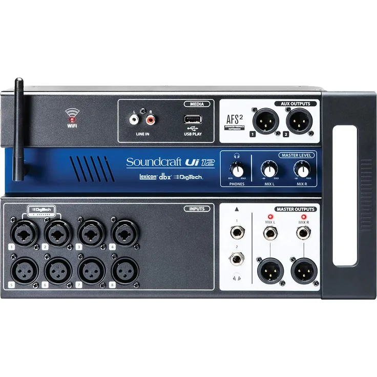 Soundcraft Ui12 Digitaler Mischer mit 12 Kanälen und Fernsteuerung, schwarz Kanal 12 12 Channel Schwarz