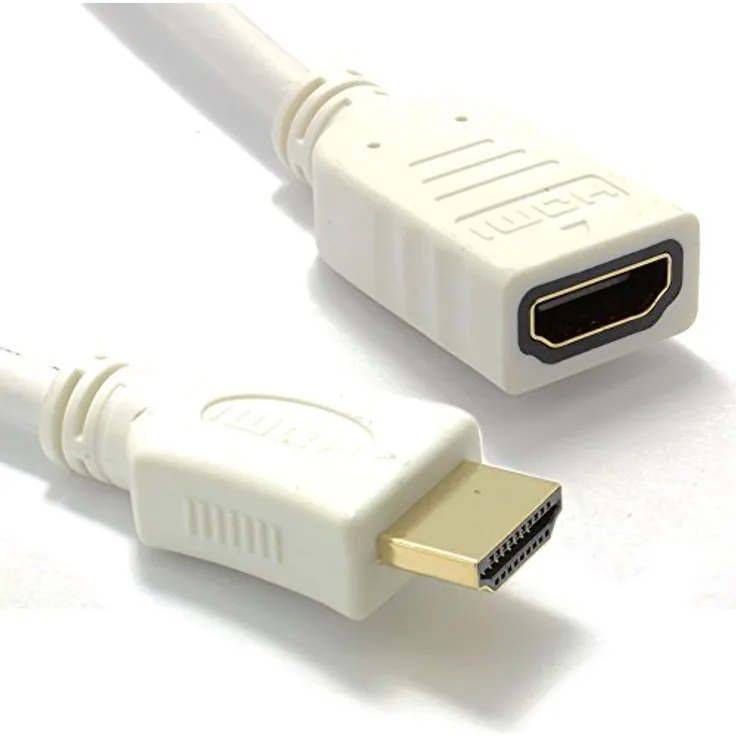 Weiß HDMI 1,4 Hoch Geschwindigkeit 3D TV Verlängerung Anschlusskabel Männlich Weiblich Kabel 0,25 m