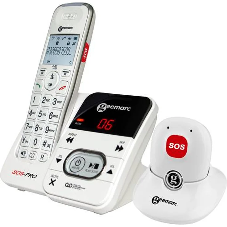 Geemarc AmpliDECT 295 SOS PRO schnurloses Großtastentelefon mit mobiler Freisprecheinrichtung (+Anrufbeantworter+ - Deutsche Version – Bild 1