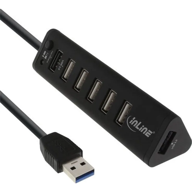 InLine 66763 Smart Hub, 7-fach USB 3.0 - 2.0 Hub mit Schnelllade-Anschluss