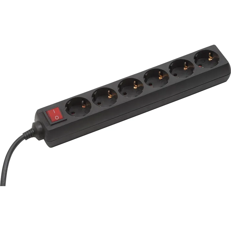 Meister Steckdosenleiste 6-fach - 1,4 m Kabel - schwarz - Kunststoffleitung - IP20 Innenbereich - Schalter - Steckerleiste - Mehrfachsteckdose - Tischsteckdose - Tido 6-fach - 7430520