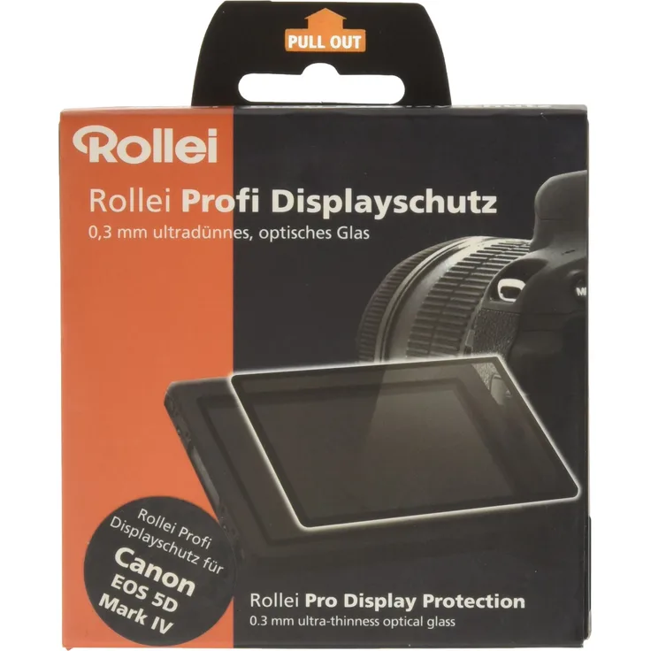 Rollei Profi Displayschutz für Canon 5D Mark IV (Touchscreen, Schwenkbildschirm, kratzfest/bruchsicher/stoßfest) Transparent