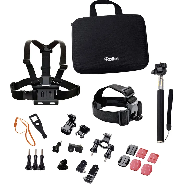 Rollei Actioncam Zubehör Set Outdoor I 23-teiliges Set I Ideal zum Klettern, Wandern und andere Outdoor-Aktivitäten I Für Rollei Actioncams und GoPro