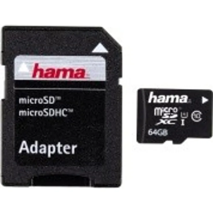 Hama Class 10 microSDXC 64GB Speicherkarte inkl. Adapter (UHS-I) für Mobile