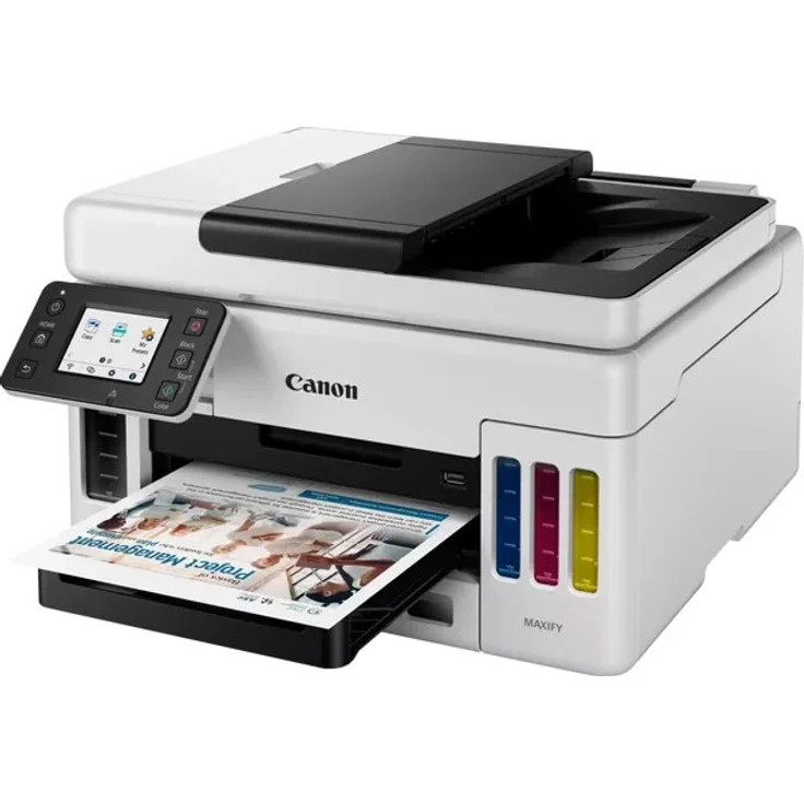 Canon MAXIFY GX6050 (3-in-1) Multifunktionsdrucker - (Tintenstrahl) Farbe, Druckgeschwindigkeit: 24 s/w, 15,5 Farbe, Auflösung: 1200 x 600, WLAN, AirPrint, Mobile Print, Cloud Print (4470C006) – Bild 4